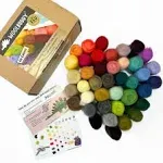 Woolbuddy Felting Wool - 40 Vibrant Colors Quality Felting Supplies for Begin...