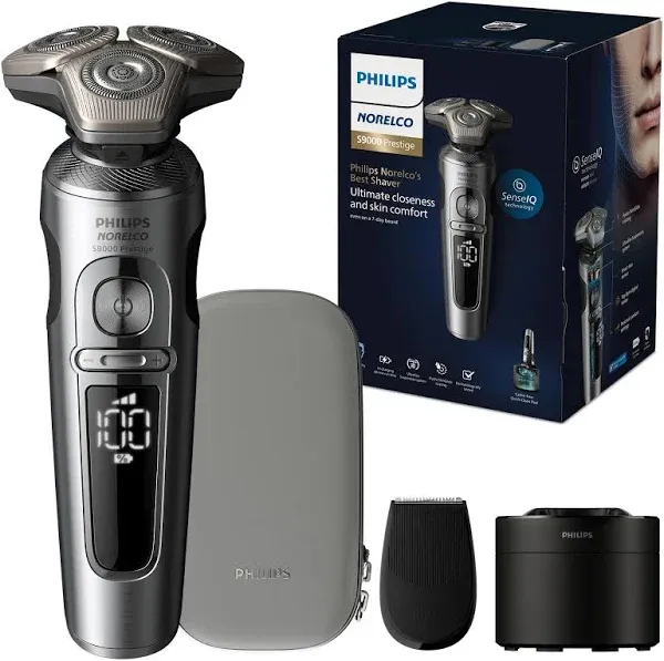 Philips Norelco S9000 Prestige Rechargeable Wet & Dry Shaver with Precision Trimmer and Premium Case