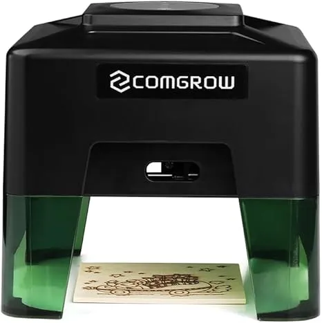 Comgrow Laser Engraving Machine for Dog Tag Wood Silicone, Portable Desktop Laser Engraver Machine for Win, Android, iOS & Offline Laser Cutter 3.8 * 3.4 inches Power Output 1600mw