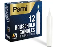 Pami Traditional Shabbat Candle Sticks Unscented Taper Candles With 3 Hours Burning Time