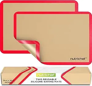 NutriChef Silicone Baking Mats - 2 Non-Stick Food-Grade Silicone Mats - Perfect ...