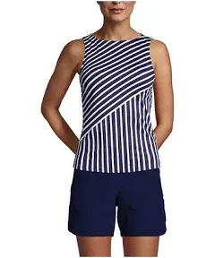 Lands' End Women's DD-Cup Chlorine Resistant High Neck UPF 50 Modest Tankini Swimsuit Top