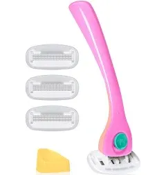 Billie Razor for Women Shaving Set - Ladies Razor + 4 x 5 Blade Razor + Magnetic Holder - Malibu