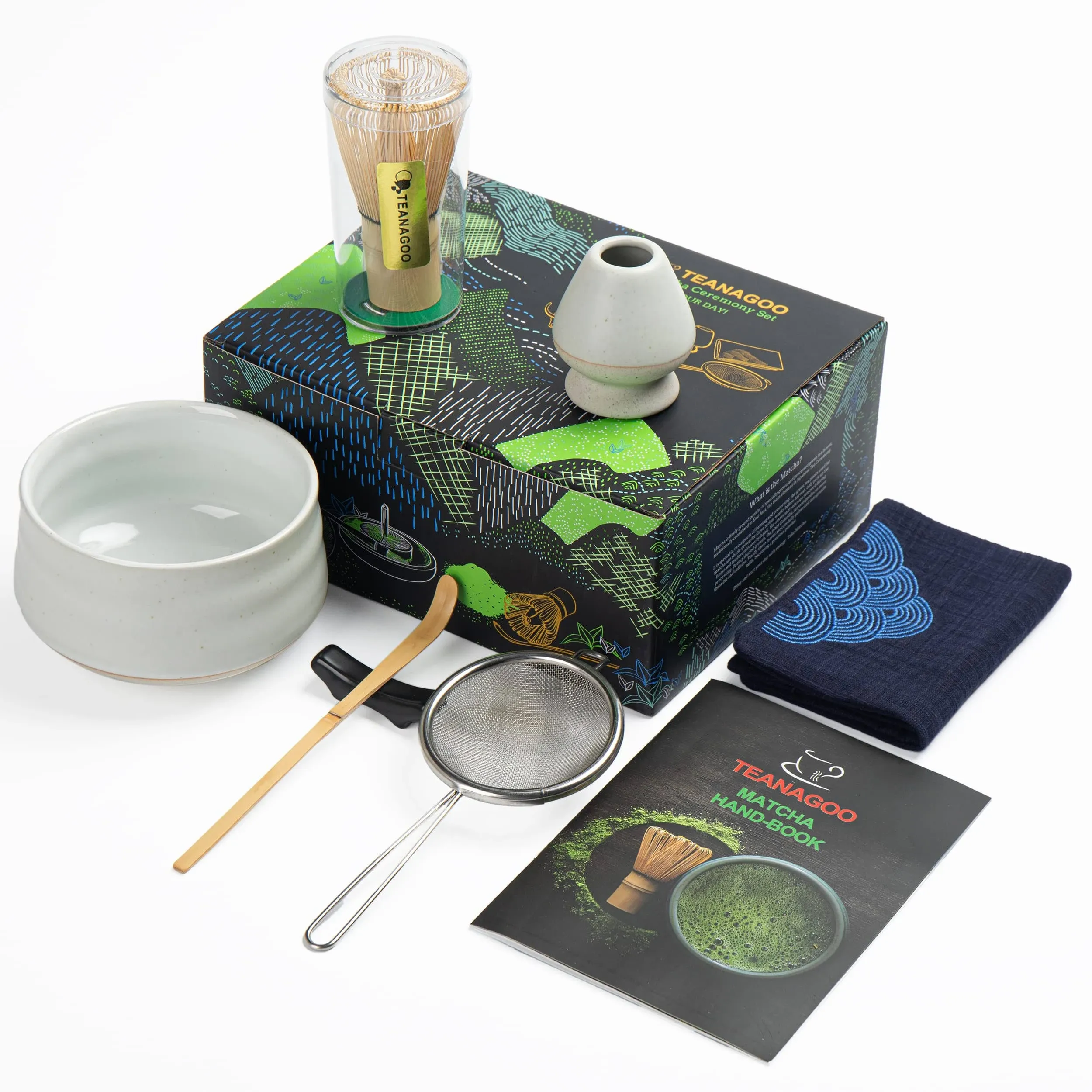 TEANAGOO Japanese Matcha Green Tea Set with Bamboo Whisk Bowl Scoop  Holder - MSB-5 Powder Kit