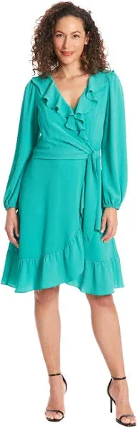 STAND BY ME FAUX WRAP DRESS - LIGHT BLUE