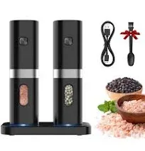 Syaws Pepper Grinder,Electric Salt and Pepper Grinder Set,Rechargeable Pepper Mill-No Battery Needed-Automatic Salt Grinder with Charging Base