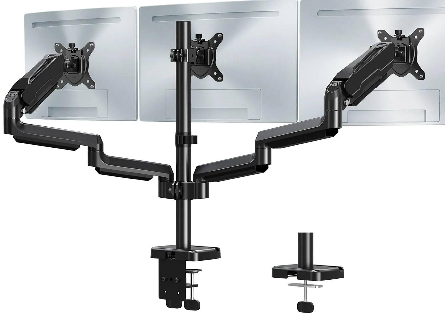 MOUNT PRO Triple Monitor Mount, 3 Monitor Desk Mount for There Screens up to 32 Inch, Full Motion Gas Spring Triple Monitor Stand, Heavy Duty Monitor Arm Hold up to 17.6lbs Each, VESA Mount, Black