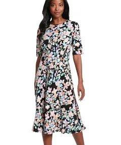 Women's London Times Printed Midi A-Line Dress