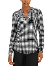 Anne Klein Women's Printed Ity Split Neck Tunic