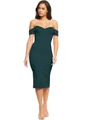 Dress the Population Women's Bailey Off The Shoulder Sweetheart Bodycon Midi Sheath Dress