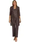 R&M Richards Womens 3PC Lace Pant Suit Taupe 6