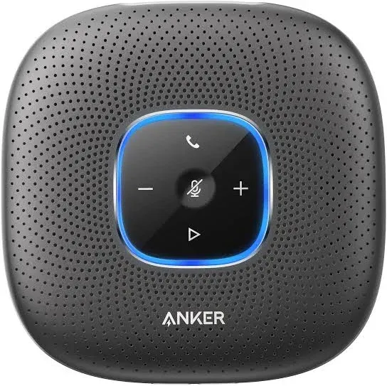 Anker PowerConf Bluetooth Speakerphone with 6 Microphones, Enhanced Voice Pickup, 24 Hour Call Time, Bluetooth 5, USB C, Conference Speaker Compatible with Leading Platforms, PowerIQ Technology