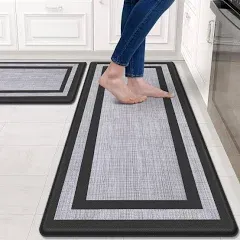 Kitchen Mat [2 PCS] Cushioned 0.47 Inch Rugs Non-Skid Waterproof Mats and Ergono