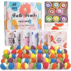 48 Pcs Bath Bombs, Natural & Organic for Bath Bomb Gift Set Women, Stress Relief Gift Set - PickMora