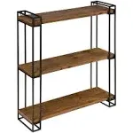 Kate and Laurel Lintz Wood and Metal Floating Wall Shelves - 26x30.5 - Rustic Brown