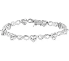 Amanda 18k White Gold Plated Heart Tennis Bracelet with Sparkling Cubic Zirconia