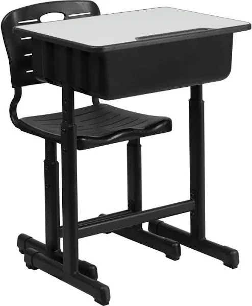 Flash Furniture Adjustable Height Student Desk and Chair Set for Classrooms o...