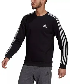 adidas Men’s Crewneck 3 Stripe Sweatshirt (M. Grey Htr, Large) NWT