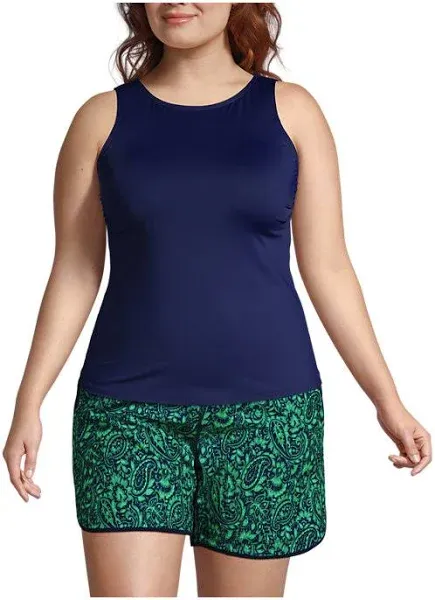 Lands' End Women's High Neck Modest Tankini Swimsuit Top with UPF 50