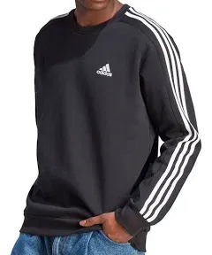 Adidas Men's Essentials Fleece 3-Stripes Sweatshirt, Black / L