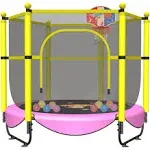 60&#034; Trampoline for Kids, 5 FT Indoor &amp; Outdoor Small Toddler 5FT Fuchsia