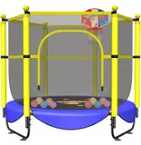 60&#034; Trampoline for Kids, 5 FT Indoor &amp; Outdoor Small Toddler Trampoline with Bas