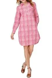 Foxcroft Delaney Plaid Long Sleeve Popover Shirtdress