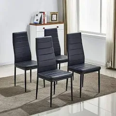 Dining Chair Set PU Leather Dining Chairs with Curved Back & Foot Cap Protection for Dining Kitchen Living Room