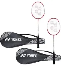 Yonex ZR 100 Light Aluminium Badminton Racquet with Full Cover, Set of 2 Red