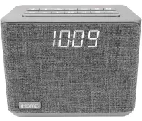 iHome iBT232 Bluetooth Dual Alarm FM Clock Radio with Speakerphone and USB Charging -Gray (Newest Model)