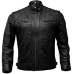 Café Racer Men Leather Jacket Black Brown Biker Genuine Sheep skin Leather