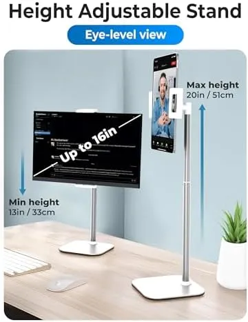 Cooper TabStand - Height Adjustable Tablet Stand for Desk | 15.6" Portable Monitor Stand, iPad Stand for Desk, Tablet Holder Stand, Tablet Mount, iPad