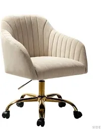 Karat Home Alex Velvet Height-adjustable Swivel Task Office Chair with Channel-tufted Back and Gold Metal Base