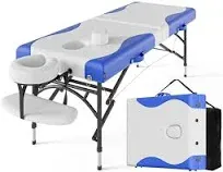 CLORIS 84" Professional Massage Table Portable 2 Folding Lightweight Facial Salon Spa Tattoo Bed Height Adjustable with Carrying Bag & Aluminium Leg