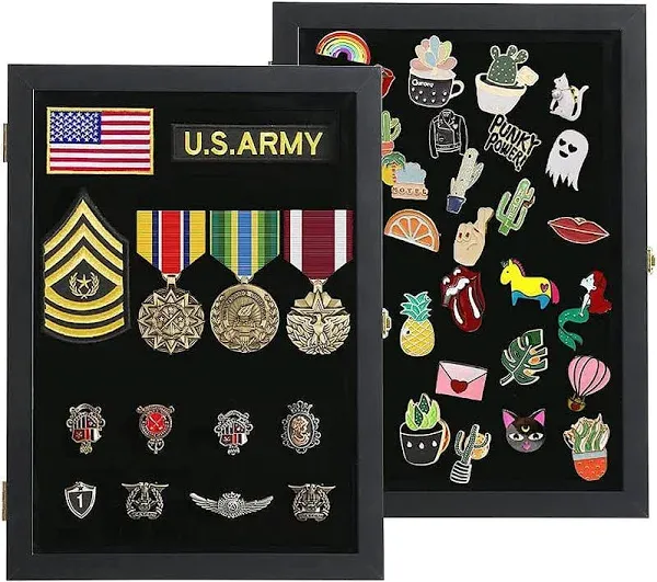 PIN DISPLAY CASE with Acrylic Door for Medals Beach Tags Jewelry Pins VERANI