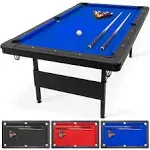 GoSports 7 ft Billiards Table - Portable Pool Table - Includes Full Set of Balls, 2 Cue Sticks, Chalk, and Felt Brush - Blue