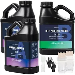 Deep Pour Epoxy Resin, KISREL 1.5Gallon Resin Epoxy Kit (2:1) for 2-4 Inch Pour Depths，Bubble Free, Low Odour, Crystal Clear Casting Resin for Bar Tops, Table Tops, River Tables, Wood Fillers, Crafts