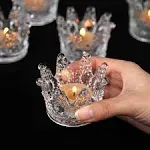 Vixdonos Clear Votive Candle Holders Set de 6 Crown Glass Tealight Vela Hol