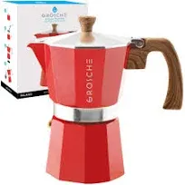 Milano Stovetop Espresso Maker Moka Pot 9 Espresso Cup 15.2 Oz Red Coffee Maker 