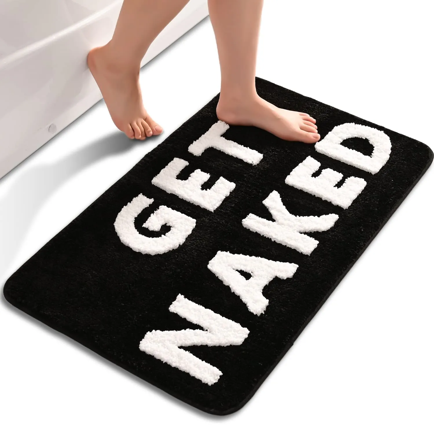 Bath Mat Get Naked Cute Bathroom Rugs Funny Non Slip Bathtub Decor Mats 16&#034;X24&#034;.