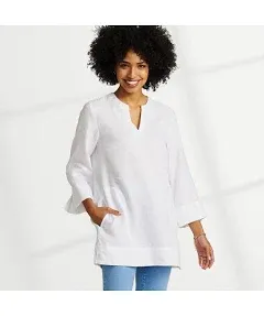 2 for $25 LANDS END split neck and 3/4 sleeve linen tunic new with tags