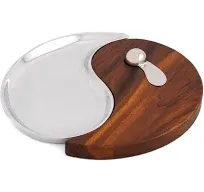 Nambe Yin Yang Cheese Board with Spreader - 13" x 13" x 1"