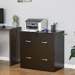 Vinsetto 2-Drawer File Cabinet with Lock and Keys, Vertical Storage Filing Cabinet with Hanging Bar for A4 size, Home Office, Espresso