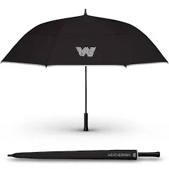 Weatherman Umbrella - Automatic Open Golf Umbrella - Golf Extra Large Big Oversize Windproof for Golf Bag Push Cart w/ UV Protection - Waterproof Heavy Duty Umbrellas for Rain Sun for Men Women - Resists Up to 55 MPH Winds (Black, 68 inch)