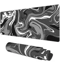 Abstract Black White Ink Liquid Waves Extended Gaming Mouse Pad