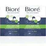 Bioré Daily Make Up Removing Cloths, Facial Cleansing Wipes with Dirt-grabbing fibers for Deep Pore Cleansing Without Oily Residue, 60 Count (Pack