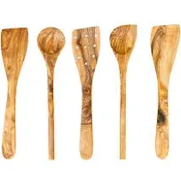 DaTerra Cucina Olive Wood Cooking and Serving Utensils Set of Five