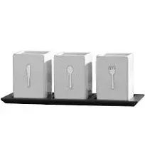 Towle Living 3-Piece Ceramic Caddy with Wood Tray