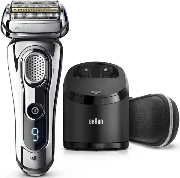 Braun Electric Razor for Men, Waterproof Foil Shaver, Series 9 9385cc, Wet & Dry Shave, with Pop-Up Beard Trimmer for Grooming, Clean & Charge SmartCa