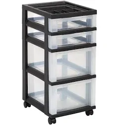  USA Crafts and Storage, Rolling Storage Cart for 4 Drawer Organizer Black